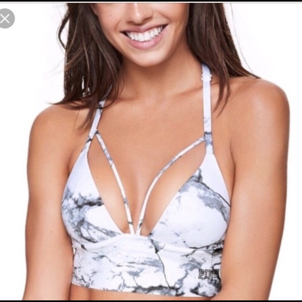 VS Pink Bonded Strappy marbled bralette